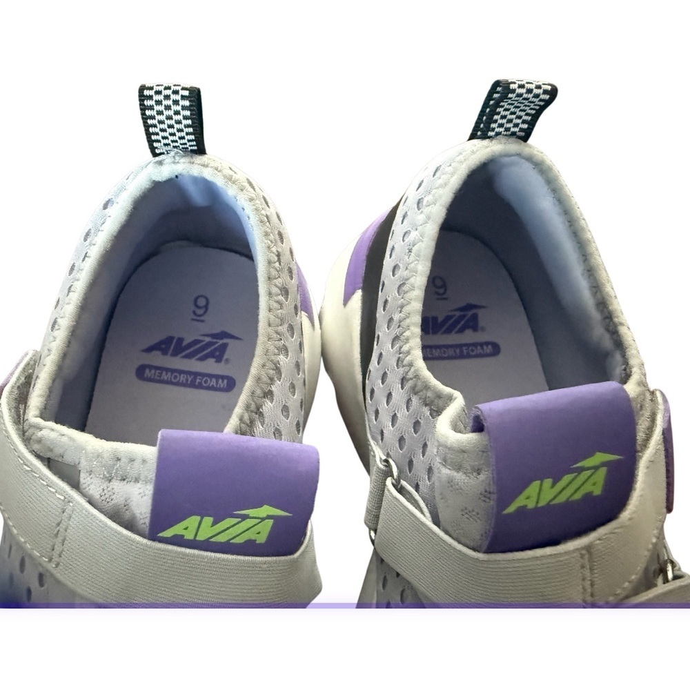 Avia Adjustable Memory Foam Light Gray Sneakers with Purple Highlights-Size 9 - Picture 11 of 11